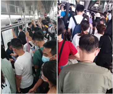 (图为同学们返校途中人流不息)